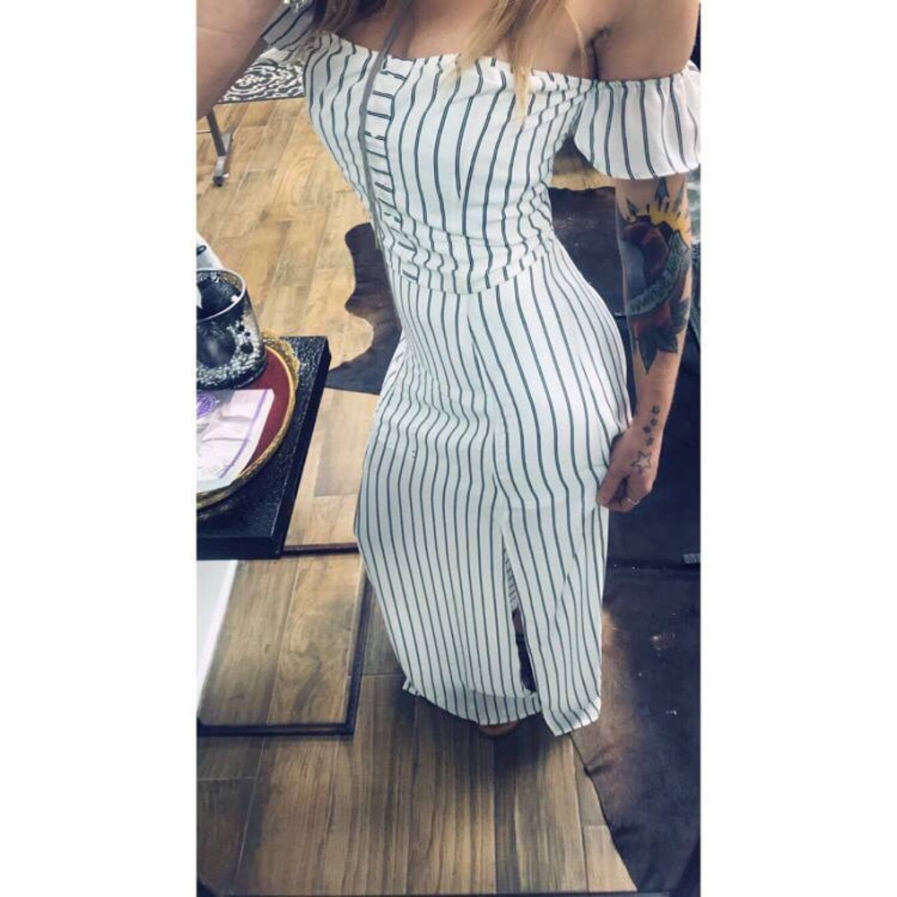 Button Up Striped Maxi - Picture 2 of 4